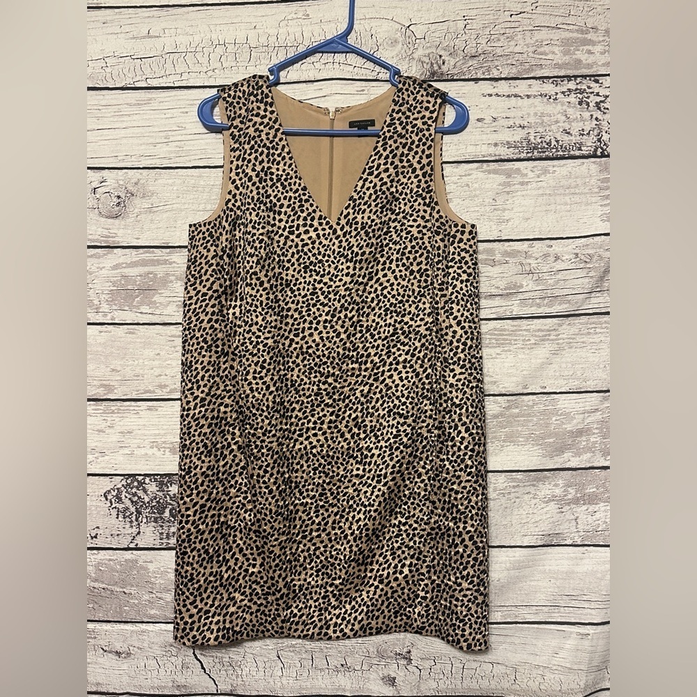 Ann Taylor Leopard Print Sleeveless Sheath Dress Size M Career